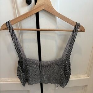 Dynamite rhinestone chainmail square neck top xs-s new with tags